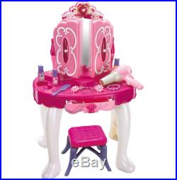 Musical Dressing Table Vanity Light Mirror Glamour Make Up Desk With Stool Toy