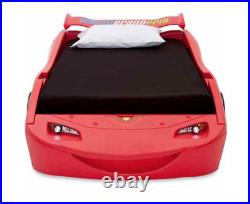 NEW Disney Cars Lightning McQueen Twin Bed with Lights Bedroom Toy Boys Race Car