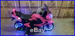 NEW LED 12V MOTOR CYCLE PINK KIDS RIDE ON ELECTRIC SPORTS BIKE GIRLS power wheel