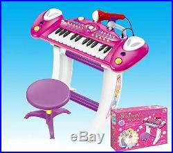 New Musical Keyboard for Kids Pink toy girls christmas gift with stool