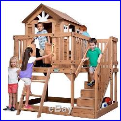 Outdoor Playhouse Backyard Wooden Playsets Large Cedar for Kid Girl 2story Kit