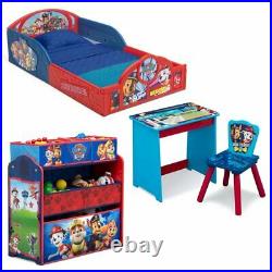 Paw Kids Bed Toy Organizer Desk And Chair Toddler Bedroom Furniture Set For Boys