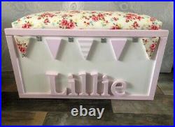 Personalised toy box With Hinged Padded Lid And Safety Piston