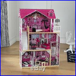 Pink Dollhouse Tall Doll House Mansion for Barbie or Small Dolls Girls Toys Pack