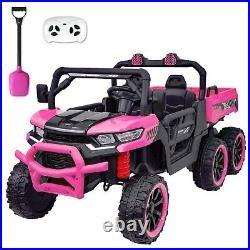 Pink Kids 2 Seater Ride on Car 24V Electric Dump Truck 4WD UTV withParental Remote