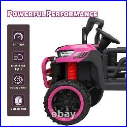 Pink Kids 2 Seater Ride on Car 24V Electric Dump Truck 4WD UTV withParental Remote