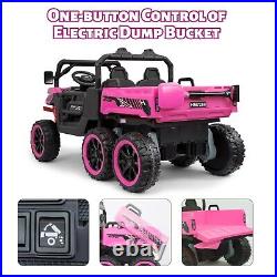 Pink Kids 2 Seater Ride on Car 24V Electric Dump Truck 4WD UTV withParental Remote