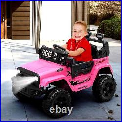 Pink Kids Ride on Truck Girls Car 12V Electric with Remote Control Light 2 Speed