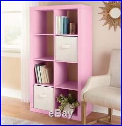 Pink Storage Organizer For Girls Bedroom Wood Cubby Shelf Bookcase Toys Bins S