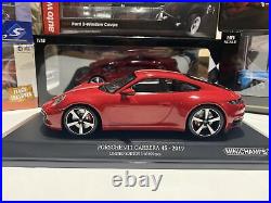 Porsche 911 Carrera 4S 2019 red in 1/18 scale by Minichamps New 1 of 600