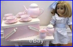 Pottery Barn Kids Pink Enamel Metal Tea Set & Metal Storage Box for Dolls & Girl