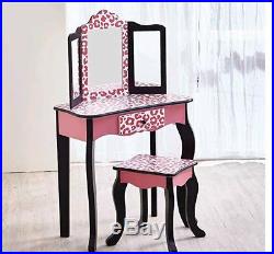 Pretend Play Kids Vanity Table Chair Mirror FOR Girl Dresser Set with Mirror