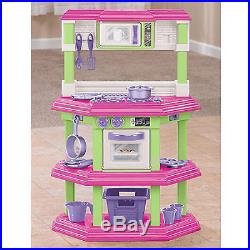 Pretend Play Kitchen Set For Kids Cooking Food Toy Pink Playset Girls