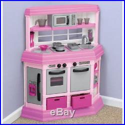 Pretend Play Kitchen Set Toy For Girls Pink Playset for Kids Cooking Bake Food