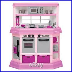 Pretend Play Kitchen Set Toy For Girls Pink Playset for Kids Cooking Bake Food