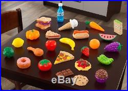 Pretend Play Station Wooden Kitchen Toys For Girls Espresso 30 Piece Food Set