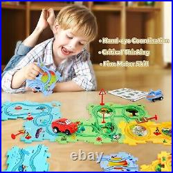 Puzzle Racer Kids Car Track Set, Kids Toys Boys 3-5, Toys for 2 3 4 5 6 Year