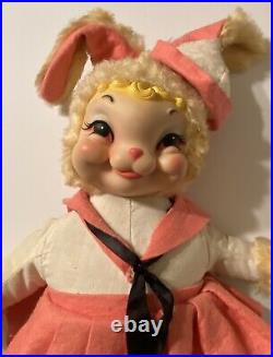 RARE Vintage Rushton BUNNY GIRL Sailor Easter Doll 20 All Orig Tagged 1950-60s