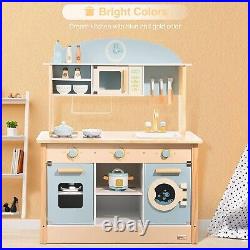 ROBOTIME Wooden Kitchen Kids Playset Pretend Cooking Set Gifts for Boys/Girls