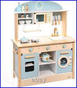 ROBOTIME Wooden Kitchen Kids Playset Pretend Cooking Set Gifts for Boys/Girls