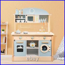 ROBUD Wooden Kitchen Kids Pretend Play Kitchen Playset Toddlers Toy Kitchen Gift