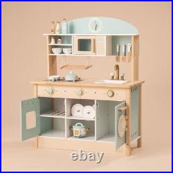 ROBUD Wooden Kitchen Kids Pretend Play Kitchen Playset Toddlers Toy Kitchen Gift