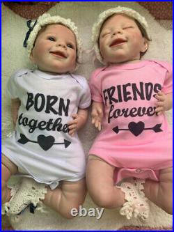 Reborn Bayb Twins 22 Girl+boy Dolls Caucasian Newborn Twins Baby Silicone Toys