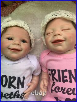 Reborn Bayb Twins 22 Girl+boy Dolls Caucasian Newborn Twins Baby Silicone Toys