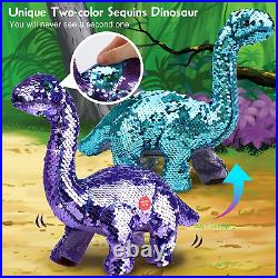 Remote Control Reversible Sequins Dinosaur Toy for 3 Years Old & up Girls Boys