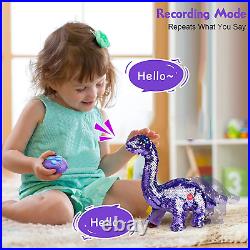 Remote Control Reversible Sequins Dinosaur Toy for 3 Years Old & up Girls Boys