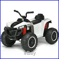 Ride On ATV 12V Battery Powered Cars Kids Electric Toys Truck White Boys Girls