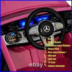 Ride On Car For Girls Mercedes with Remote Control Leather Seat 12V Battery Pink