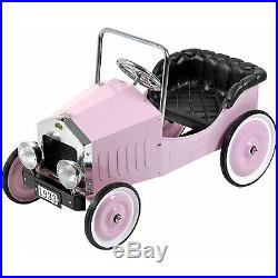Ride On Toy Car For Kids Pink Riding Classic Pedal Retro Vintage License Plate
