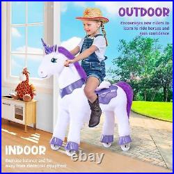 Ride on Unicorn for Kids 4-8 with Brake, Unicorn Gifts for Girls 35.4 Heigh