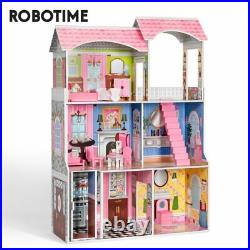 Robotime Big Wooden Dollhouse Kids Doll House Toys for Chilidren Girls Gifts US