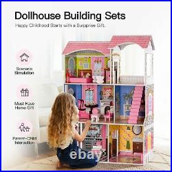Robotime Big Wooden Dollhouse Kids Doll House Toys for Chilidren Girls Gifts US