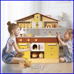 Robotime Wooden 16 Play Kitchen Cookware Pretend Play Toy Gift for Aged 3+ Girl