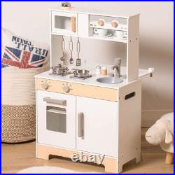 Robotime Wooden Kitchen Play Toys for Girls Gifts with Accessories Play Sets