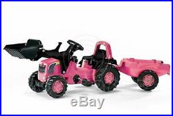 Rolly Toys PINK GIRLS Ride on Pedal Tractor Loader Matching Trailer Age 2 1/2+