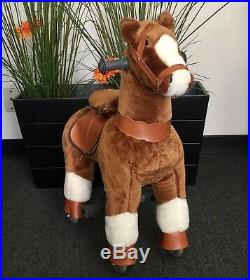 SMALL Giddy Up Ride Horse/Pony Ride On BROWN/WHITE Ages 2-5 Boys & Girls (01E)