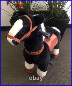 SMALL Giddy Up Ride-ON Horse'BLK/WHT. Age 2-5 Boys & Girls (01B)-BRAND NEW -USA