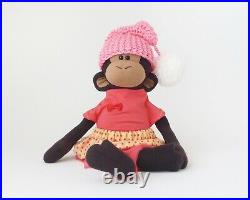 Set 3 monkeys Handmade Stuffed Animal toy Fabric Plush doll Unique Gift for girl