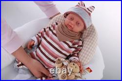 Silicone Reborn Doll Girl Eyes Opend, Mouth Take Pacifier Toy for Children