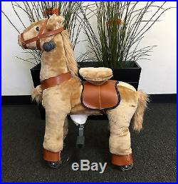 Small Beige RIDE-ON HORSE TOY for Boys & Girls Ages 2-5 (01G) fast USA shipper