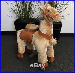 Small Beige RIDE-ON HORSE TOY for Boys & Girls Ages 2-5 (01G) fast USA shipper