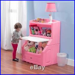 Step2 Lift and Hide Bookcase and Toys Storage Box Chest Organizer for Kids, Pink