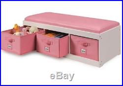 Storage Bench for Kids Toy Box Bedroom Playroom Furniture Organizer Basket Pink