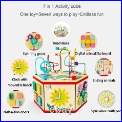 TOP BRIGHT Wooden Activity Cube for Toddlers 1-3 Bead Maze for Babies 6-12 Mo