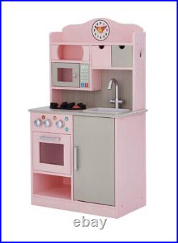 Teamson Kids Little Chef Florence Classic Kids Pretend Play Kitchen Pink & Gray
