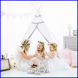 Teepee Tent for Girls, Boys Deluxe Set with Smores-Campfire, Fairy Lights
